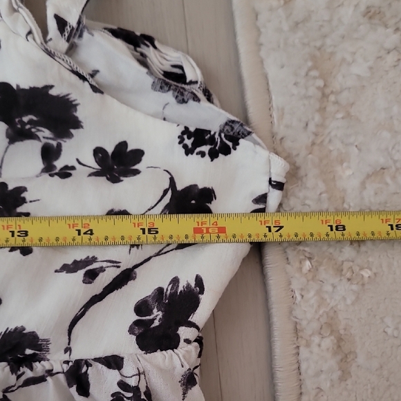 Urban Romantics Babydoll Open Back Top Size L Floral Flutter Black White Y2K Tie - Picture 8 of 11